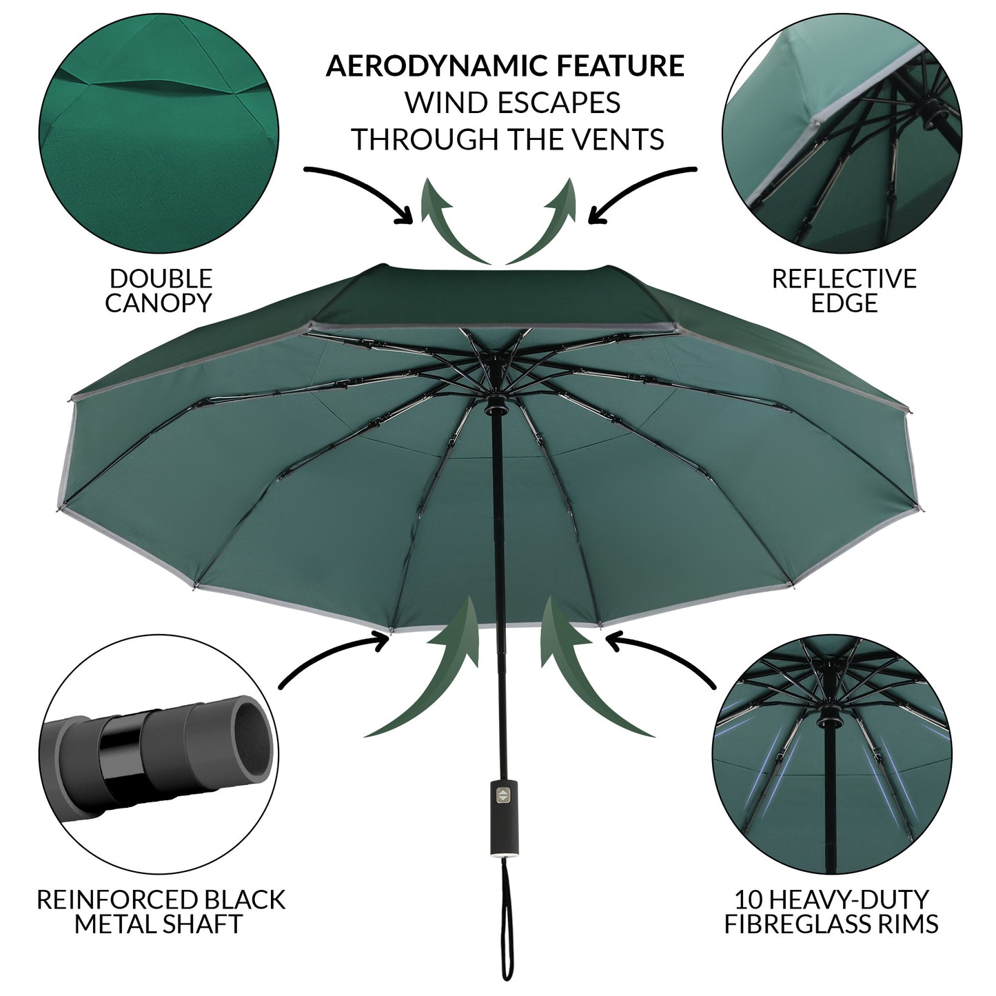 Classic Umbrella Terra Green Relective (Automatic)