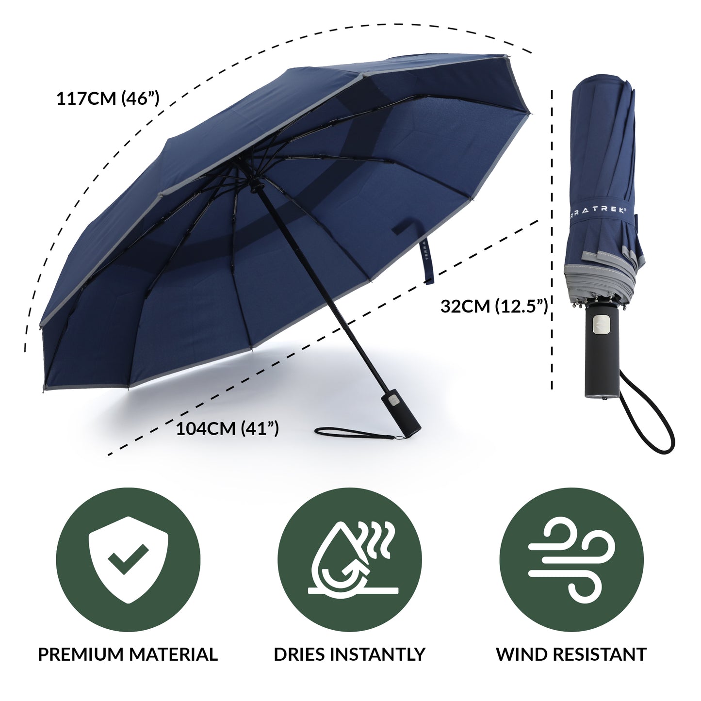 Classic Umbrella Navy Blue Reflective (Automatic)