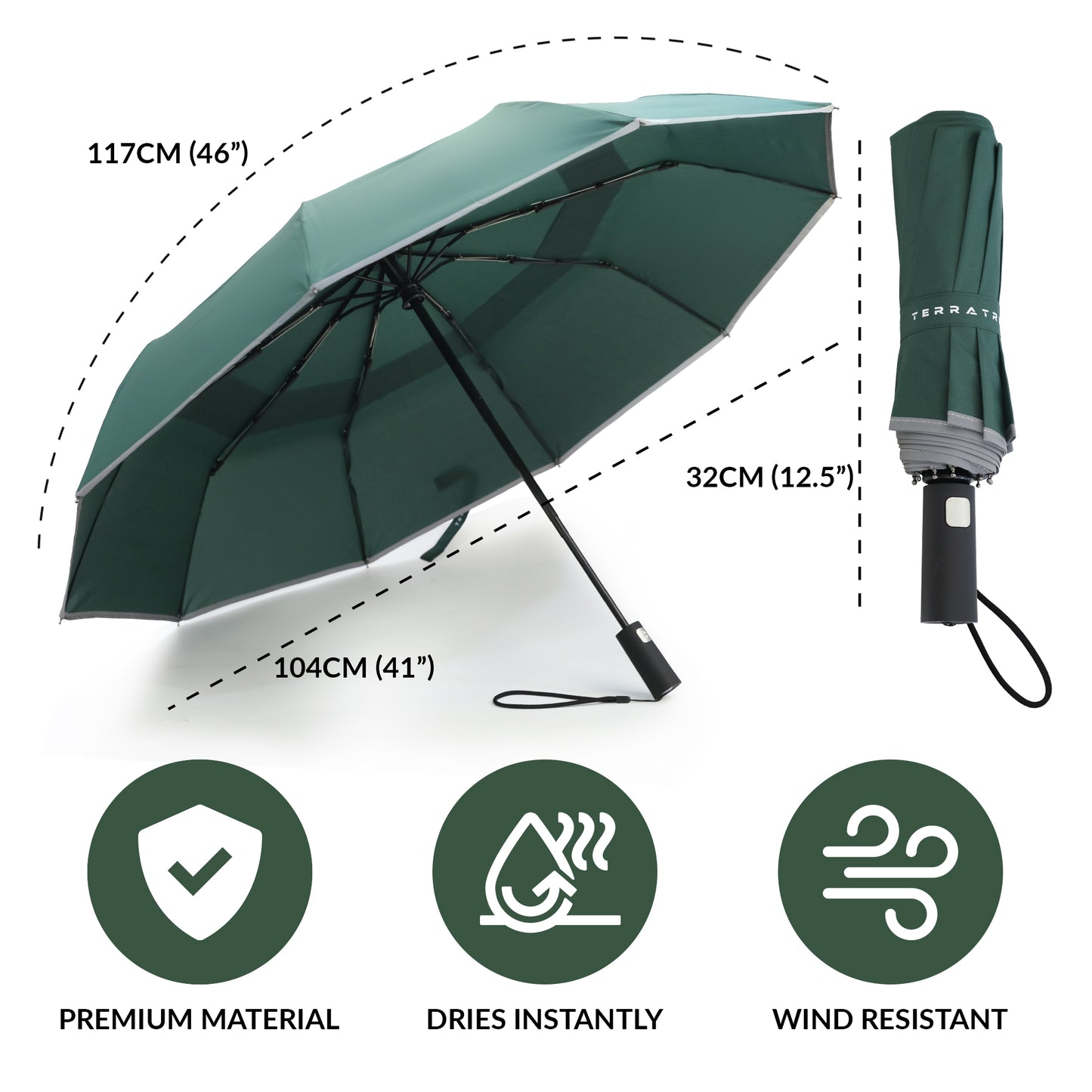 Classic Umbrella Terra Green Relective (Automatic)