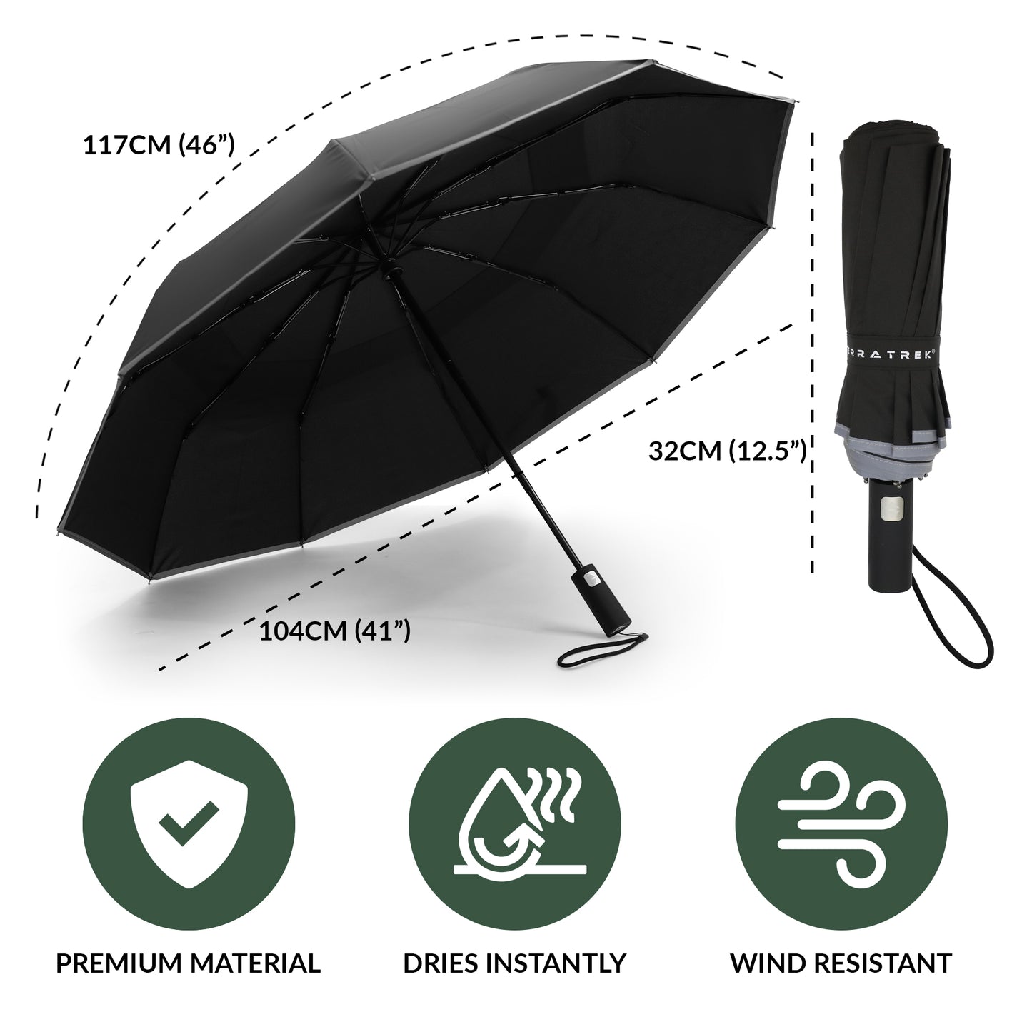 Classic Umbrella Midnight Black Reflective