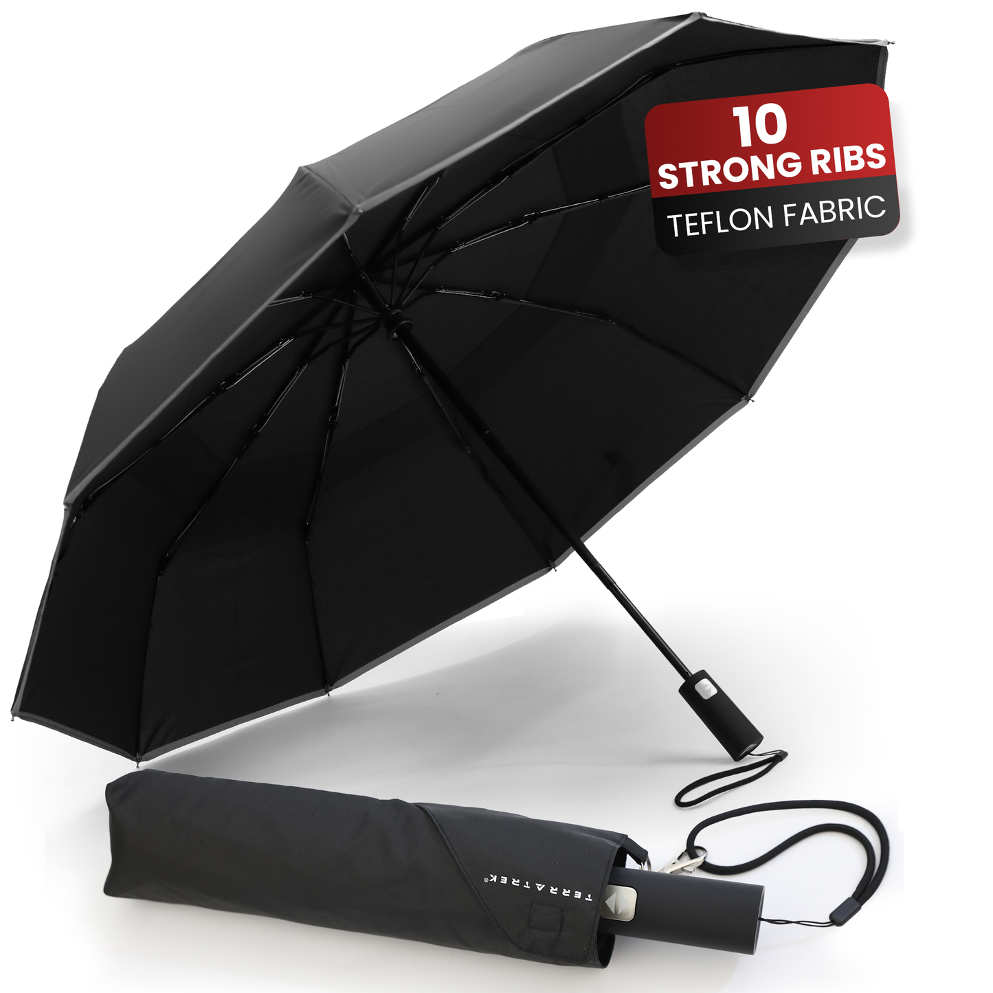 Classic Umbrella Midnight Black Reflective