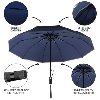 Classic Umbrella Navy Blue Reflective (Automatic)