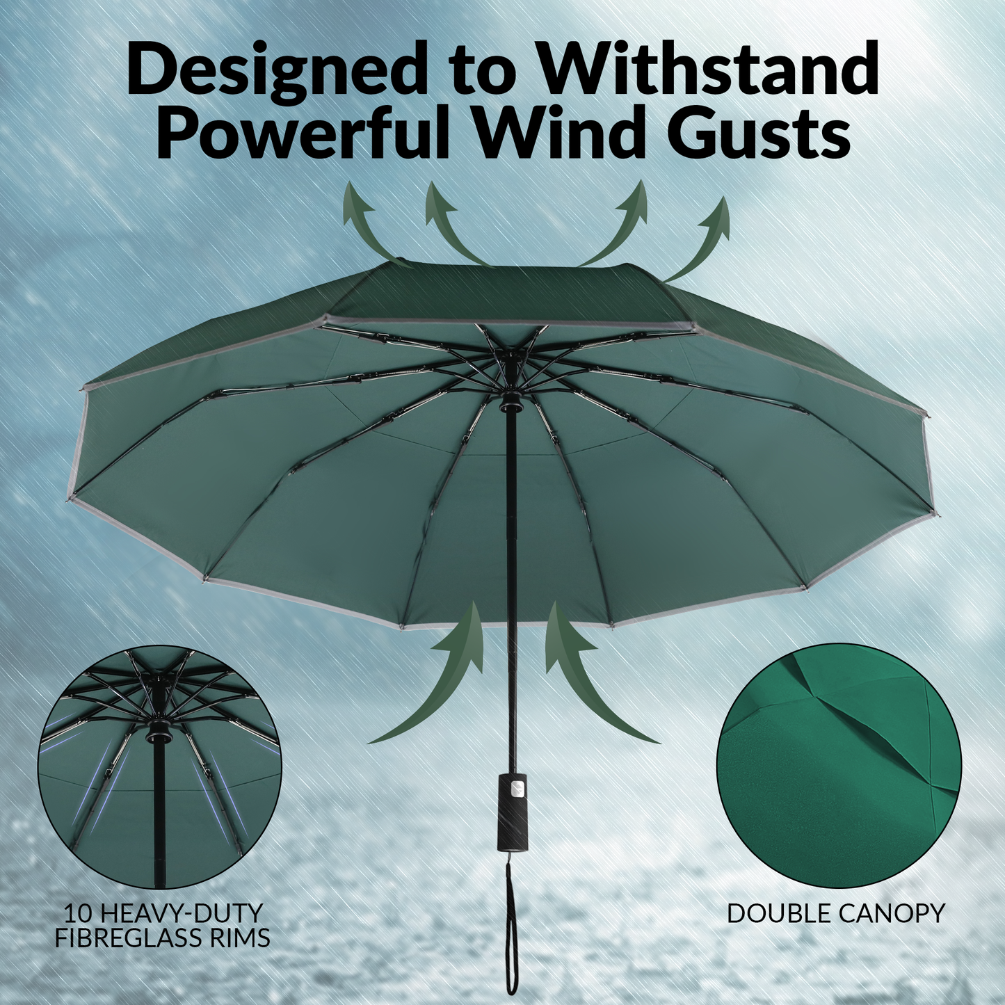 Classic Umbrella Terra Green Relective (Automatic)